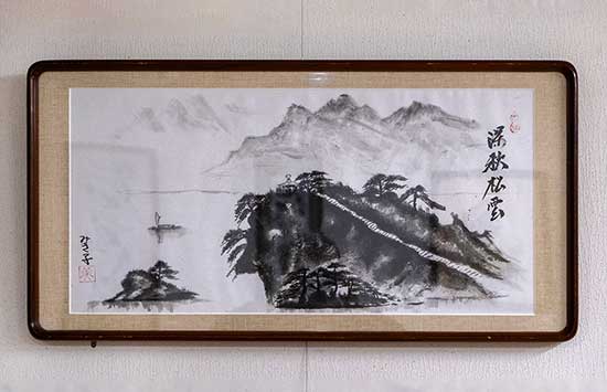 「石川みき子 水墨画展」~作品名「深秋松雲」